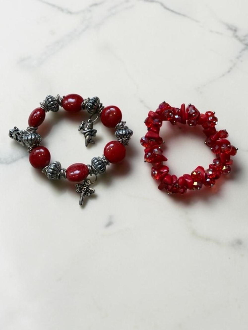 🫶🏻 Red Beaded Charm Bracelet Set - Women Jewelry
